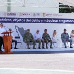 En instalaciones de la Treceava Zona Militar se llevó a cabo la destrucción de maquinitas