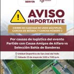 Cerrarán temporalmente espacios deportivos de la Unidad Deportiva de San José del Valle