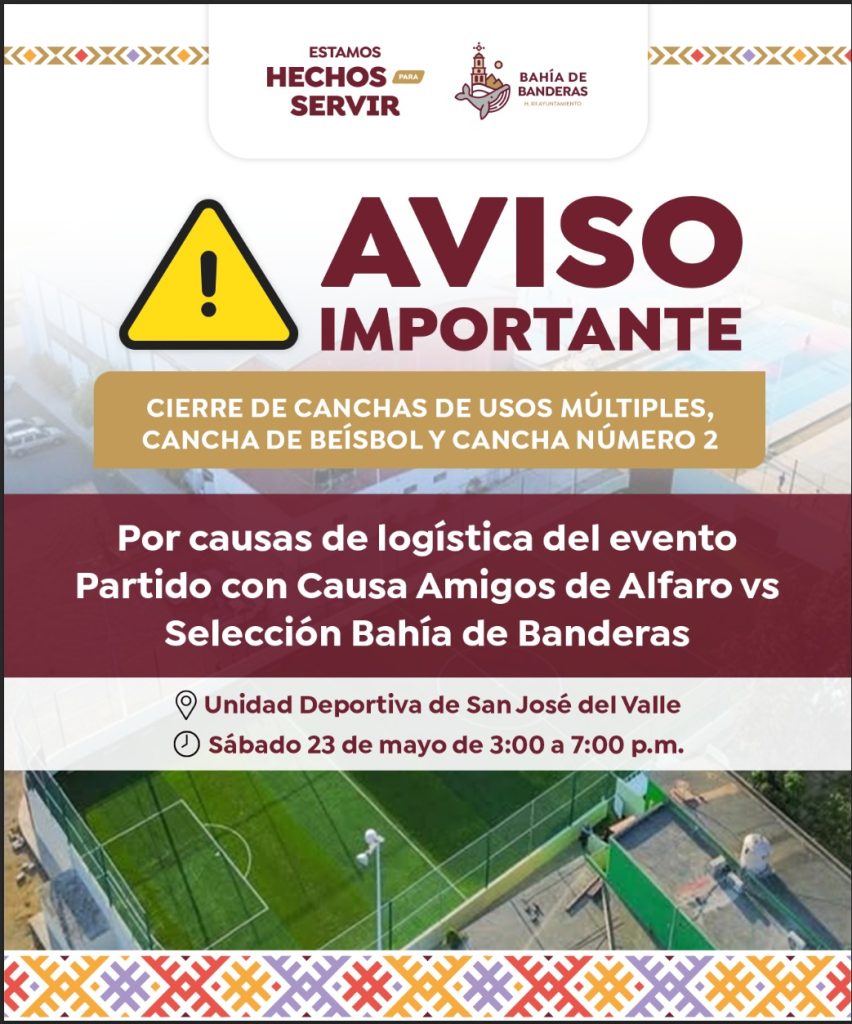 Cerrarán temporalmente espacios deportivos de la Unidad Deportiva de San José del Valle