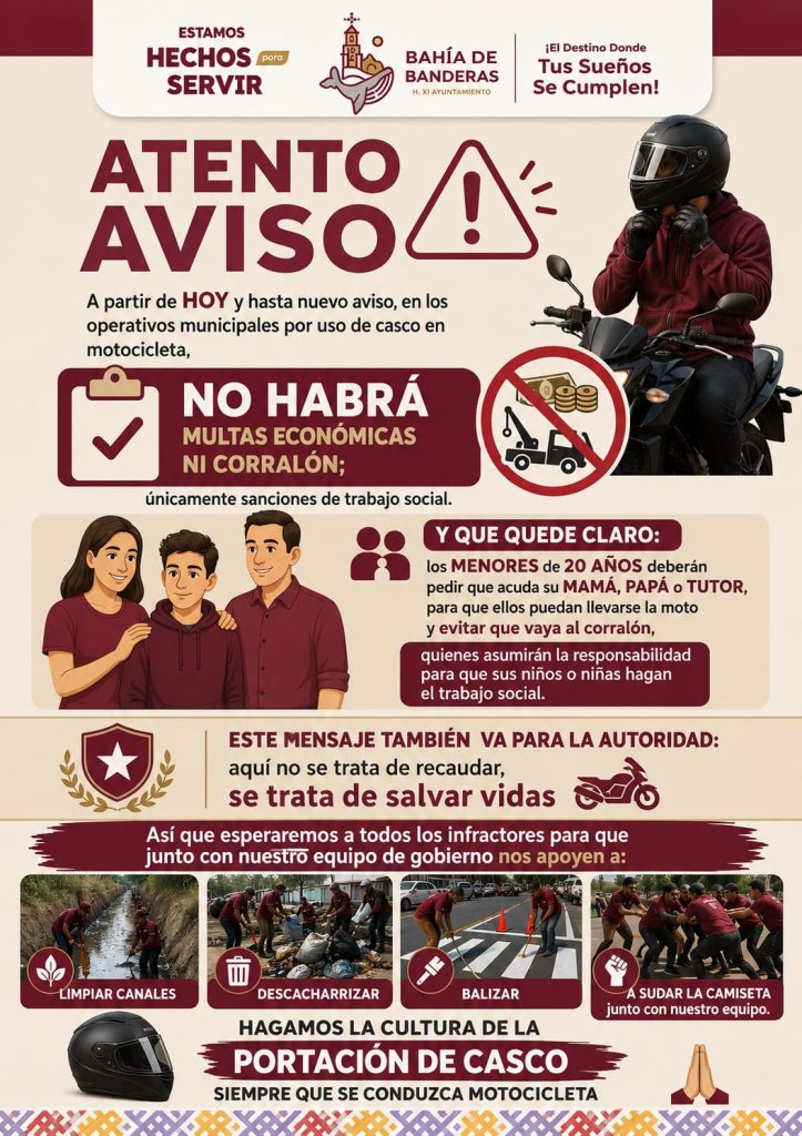 Sin corralón ni multas…Infractores harán trabajo social por no usar casco