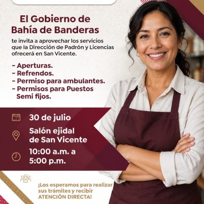 Gobierno de Bahía de Banderas llevará servicios de Padrón y Licencias a San Vicente