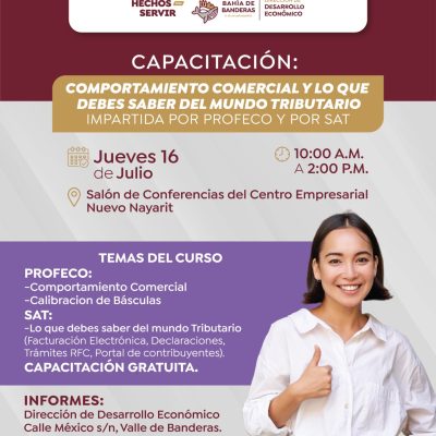 Bahía de Banderas impulsa la capacitación de comerciantes y emprendedores con curso gratuito de PROFECO y SAT