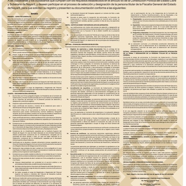 Abre Congreso proceso para designar titular de la Fiscalía