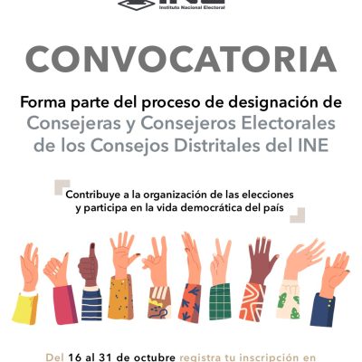Convoca INE a la ciudadanía a formar parte de los Consejos Distritales