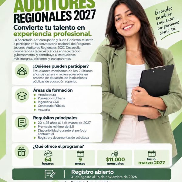 Convocatoria para Jóvenes Auditores Regionales 2027 ofrece experiencia profesional durante nueve meses